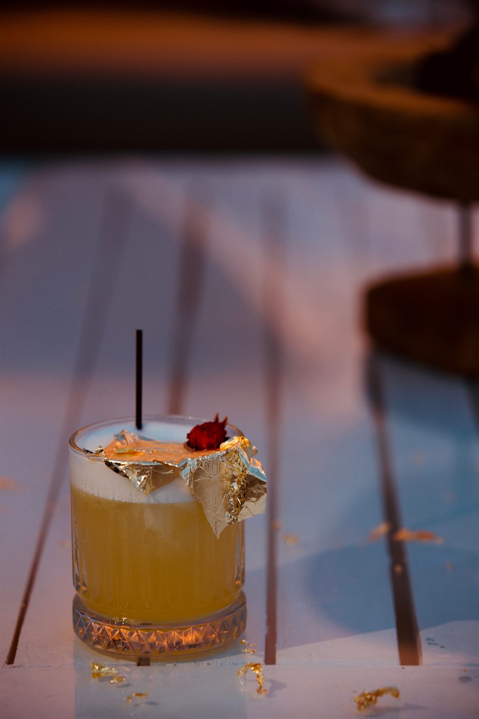Poolside cocktail detail beside the water at Villa Aurelia