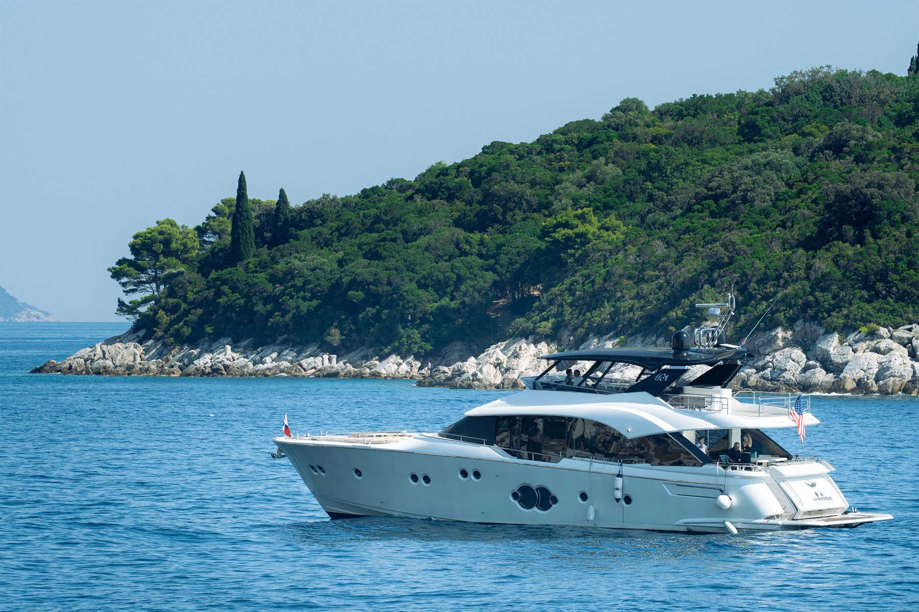 Private yacht cruising along the Dalmatian coast
